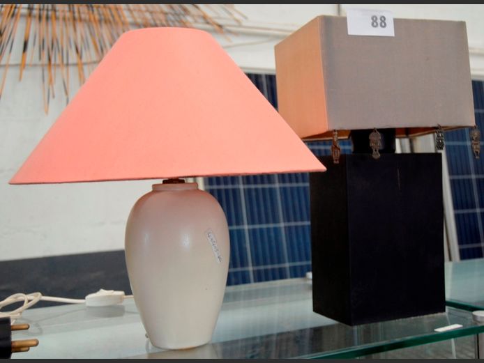 LOT OF 2: BEDSIDE LAMPS WITH SHADES, 41cm High & 38cm High
