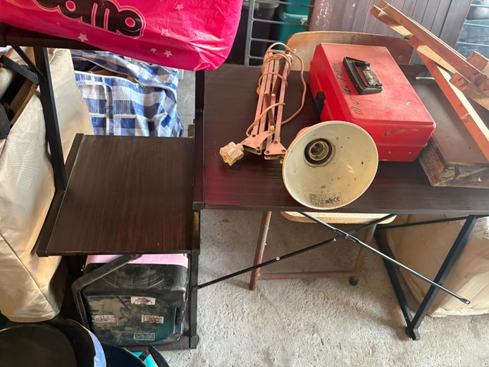 Home office working desk with light