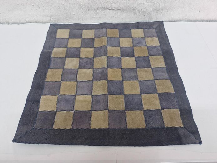 Vintage Hand-Stitched Patchwork Genuine Leather Chess Mat