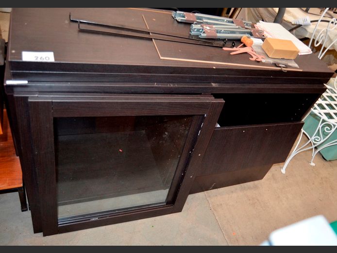 SINGLE DOOR, 2-DRAWER TV CABINET, 120 x 40 x 66cm [Needs screws, incomplete]