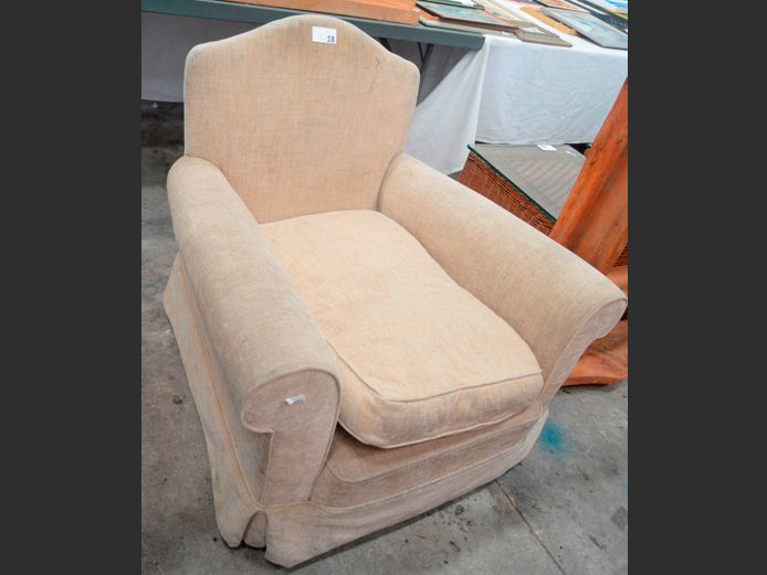 BEIGE UPHOLSTERED ARMCHAIR