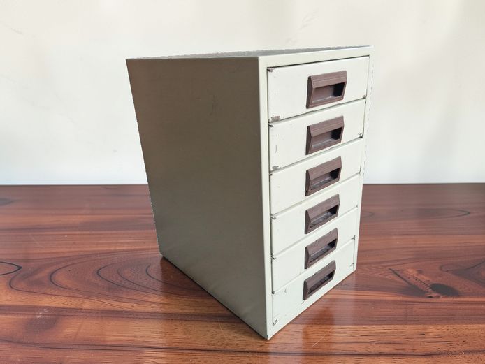 Vintage Industrial 6-Drawer Metal Index Cabinet