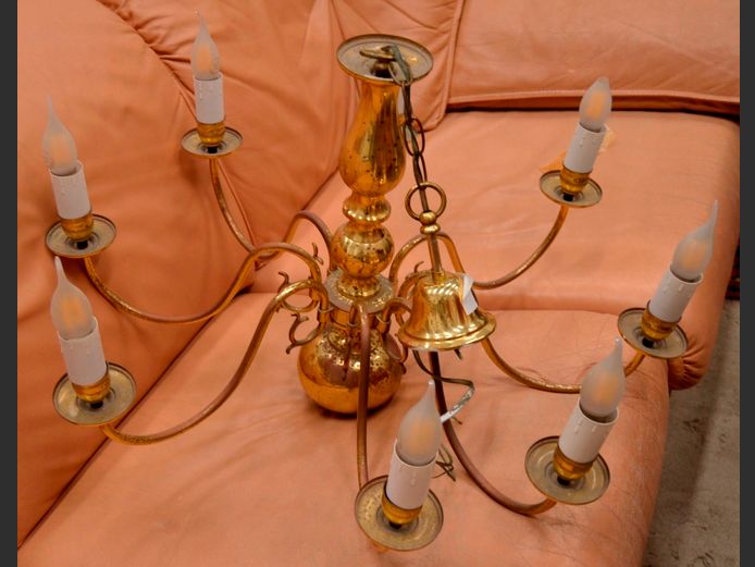 BRASS 8-ARM CHANDELIER, 72cm Diameter x 45cm High