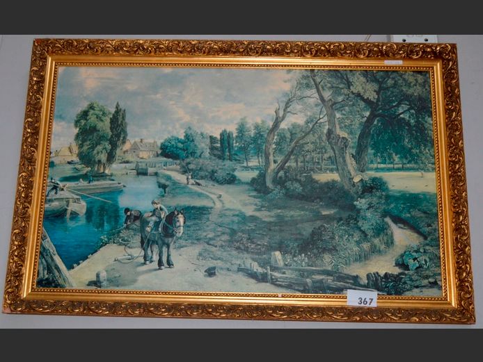 GILT ORNATELY FRAMED PRINT "LANDSCAPE", 97 x 58cm