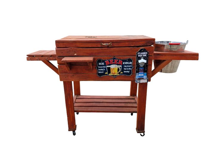 Handmade Wooden Mobile Patio Drinks Trolley & Cooler Bar
