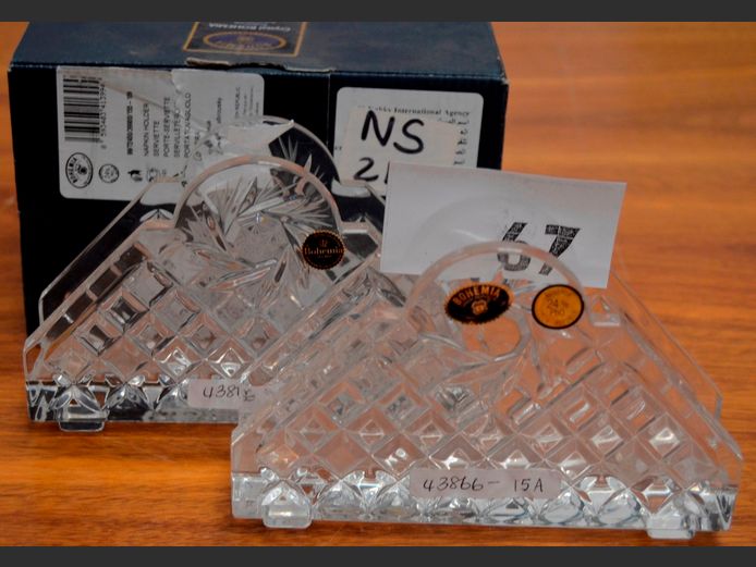 PAIR BOHEMIA CRYSTAL NAPKIN HOLDERS