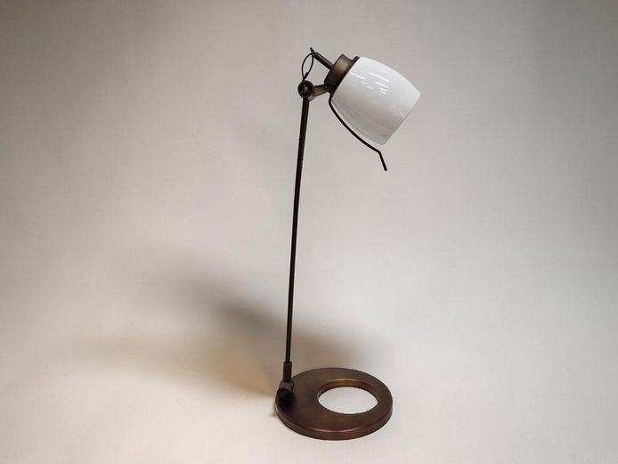 Mid-Century Modern Style Adjustable Desk Lamp with White Ceramic Shade