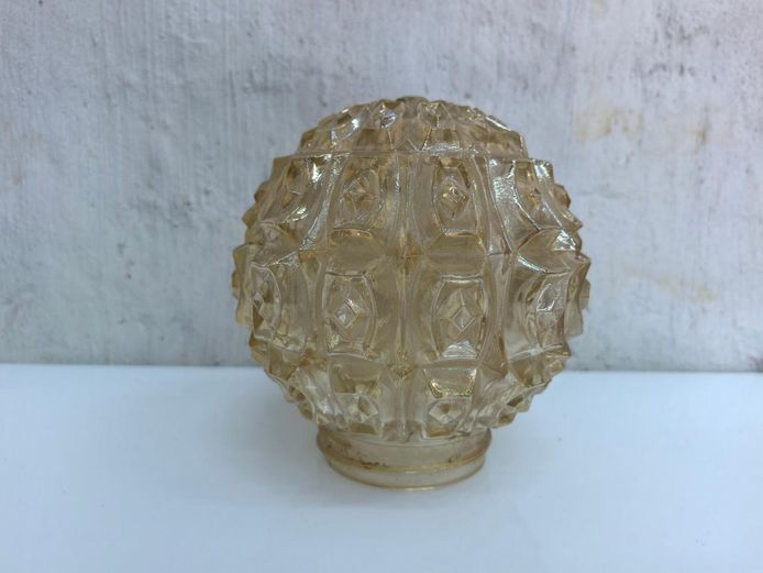 Vintage Amber Hobnail Diamond Pattern Glass Globe Light Shade