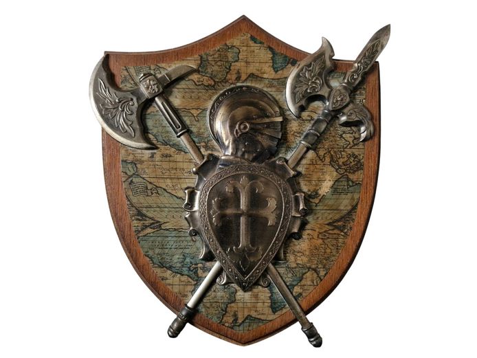 Vintage Spanish Conquistador Style Shield Wall Plaque