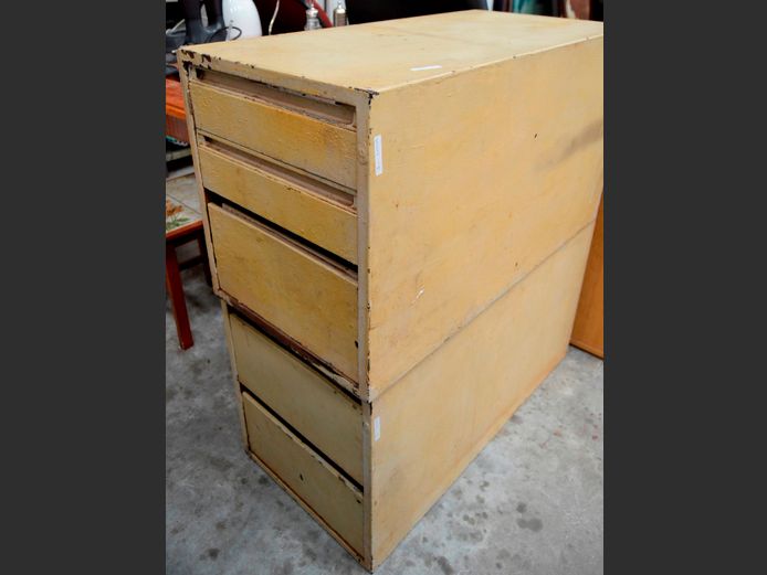PAIR CREAM METAL STACKABLE WORKSHOP PEDESTALS, 80 x 40 x 44cm