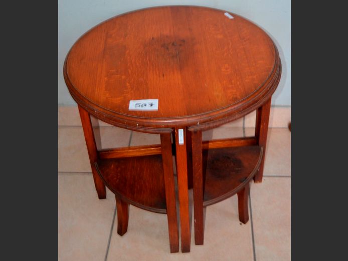 CIRCULAR OAK NEST OF TABLES, 61cm Diameter x 53cm High [2 tables needed]