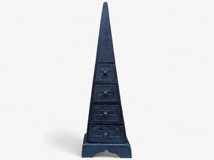 Vintage Carved Wooden Pyramid Chest of Drawers