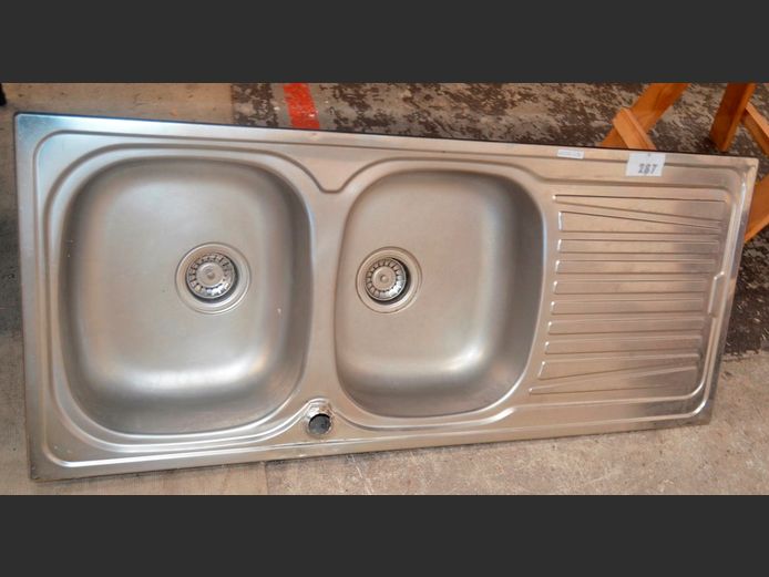 STAINLESS STEEL DOUBLE BOWL SINK, 116 x 50cm