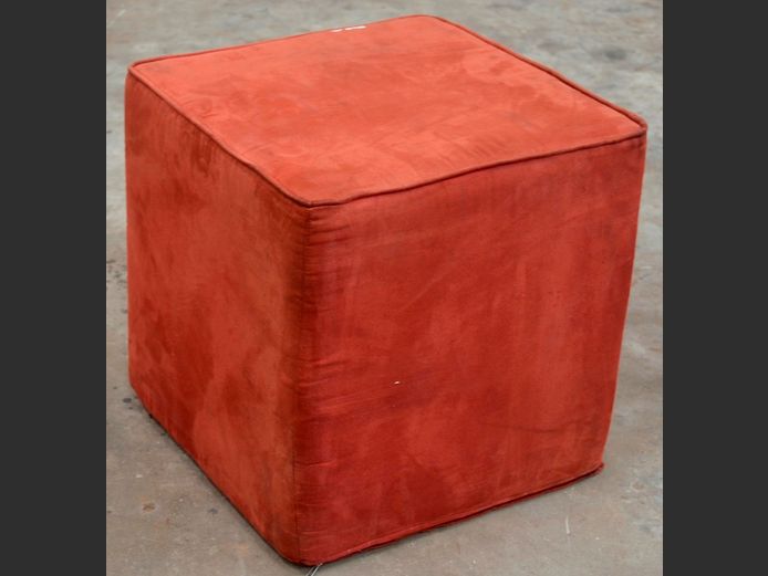 BURGUNDY OTTOMAN, 44 x 44 x 46cm