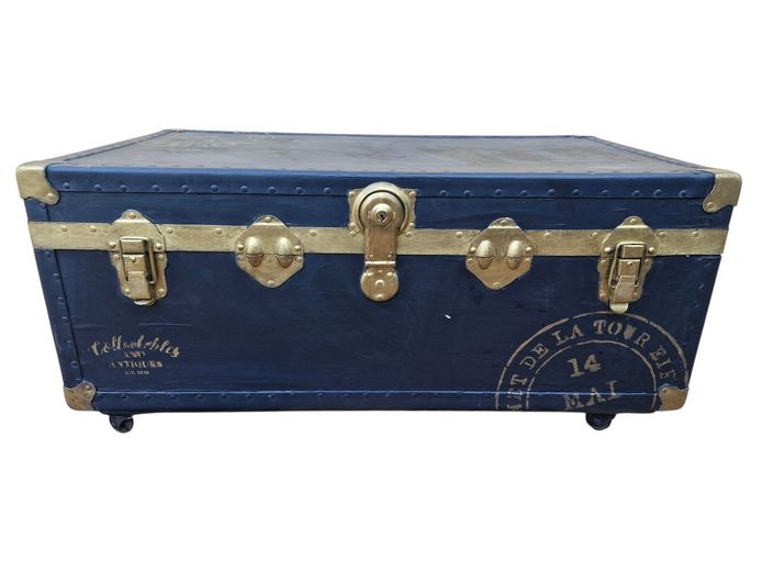 Vintage Upcycled Steamer Trunk on Wheels 