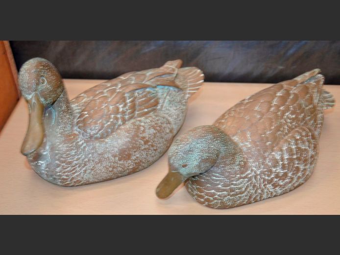 PAIR RESIN DUCKS, 28cm Long