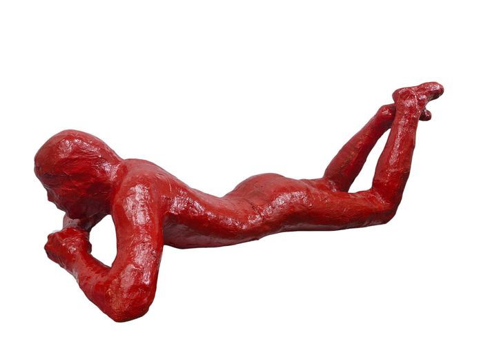 Contemporary Monochromatic Reclining Figure Sculpture