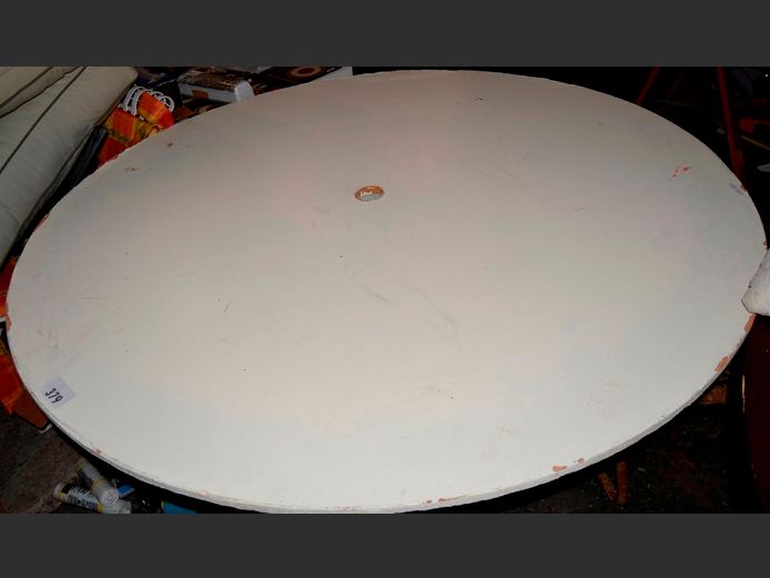 WHITE CIRCULAR TABLE TOP, 156cm Diameter x 75cm High [Damaged]