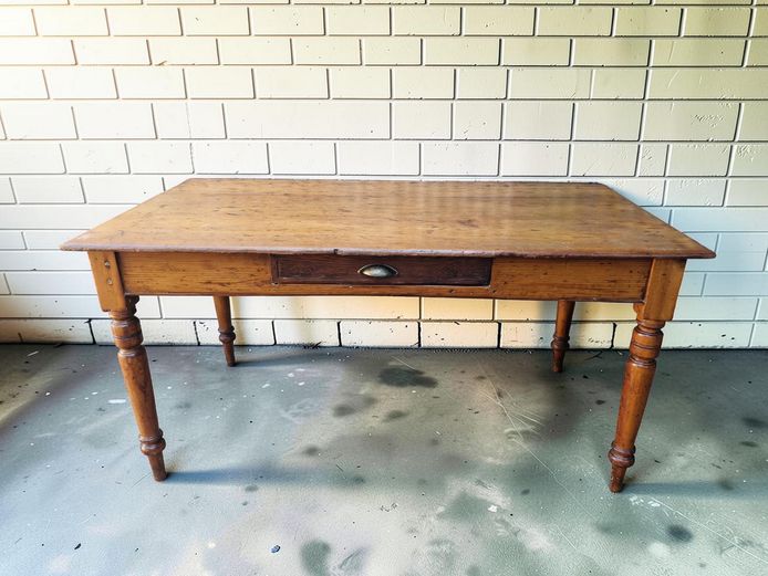 Antique Oregon Pine Farmhouse Dining Table / Writing Desk