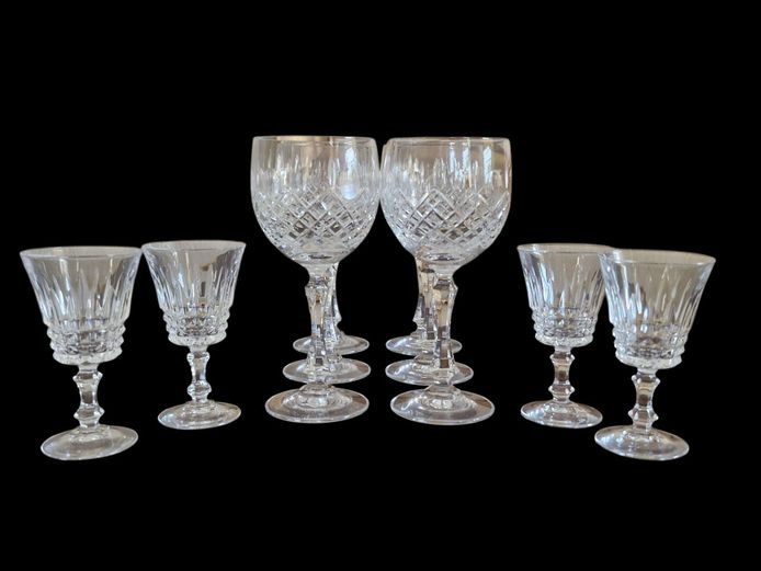 Vintage Crystal Cut Wine & Port Glasses