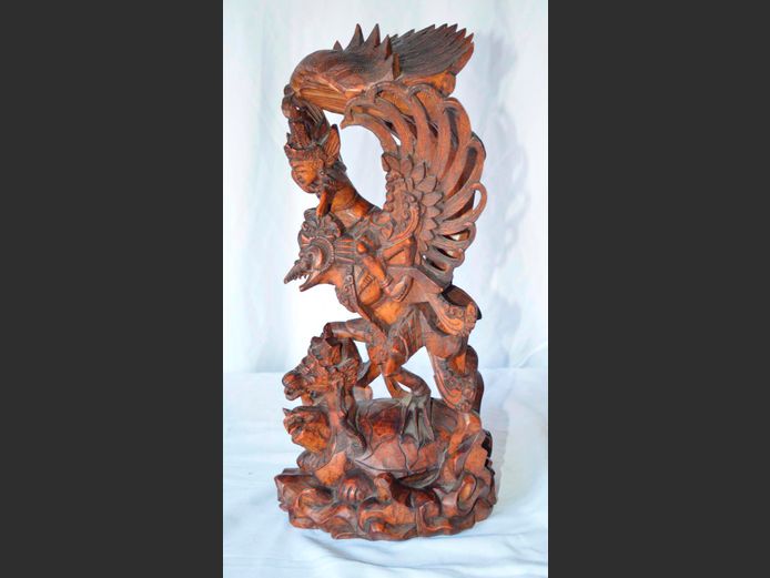 HAND CARVED VISHNU SCULPTURE, 43cm High