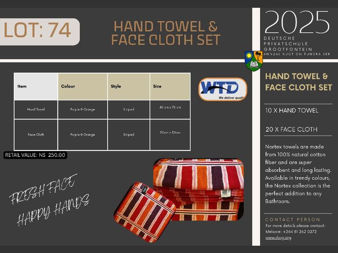 HAND TOWEL AND FACE CLOTH SET 