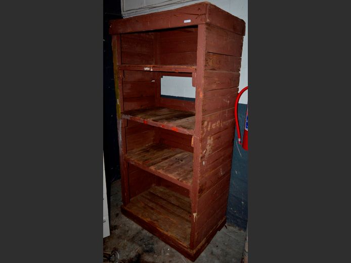 RUSTIC OREGON PINE 4-TIER GARAGE SHELF, 91 x 55 x 185cm [Damaged]