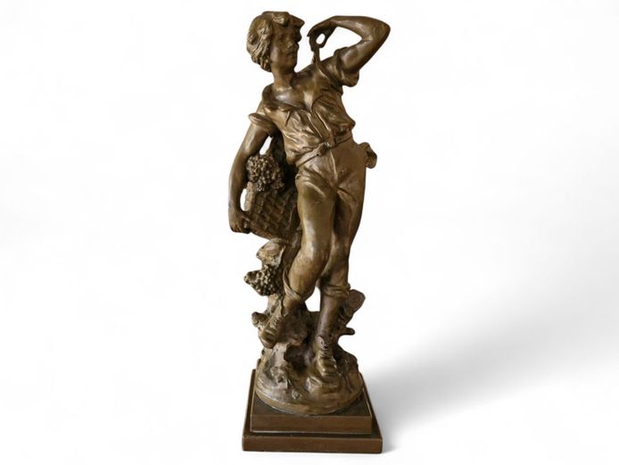 Vintage Resin Boy Sculpture in a Bronze Tone Finish