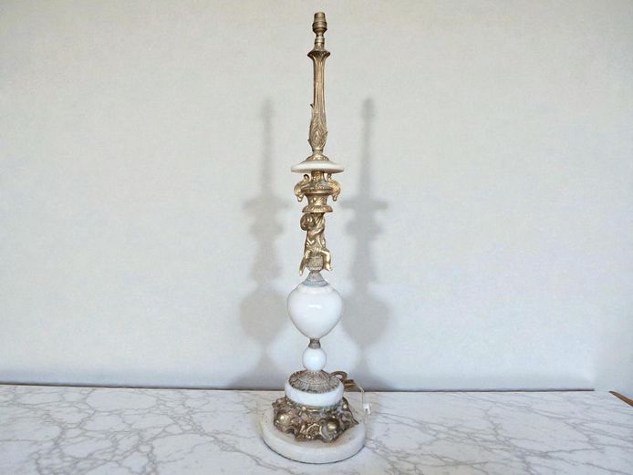Late 19th Century Louis Revival Style Marble & Gilt Brass Lamp