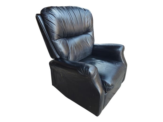 1950s-60s Vintage Airflex Black Leather Recliner Armchair