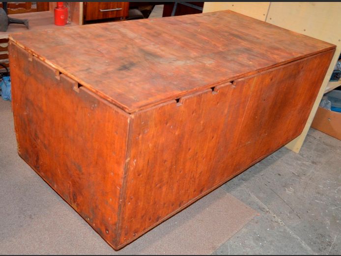PINE CHEST ON CASTORS, 158 x 77 x 75cm