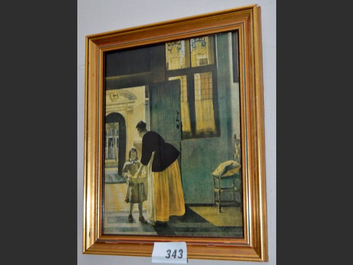 GILT FRAMED PRINT "A BOY BRINGING BREAD", 36 x 28cm