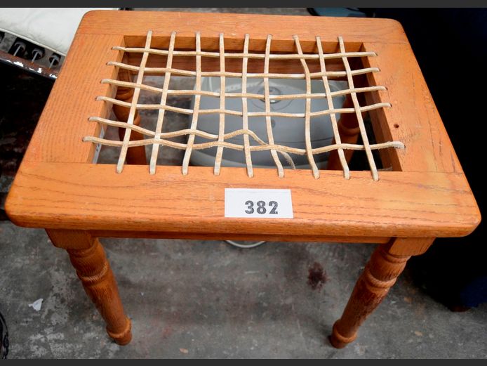 OAK RIEMPIE STOOL, 50 x 40 x 45cm [Riempies need replacing]