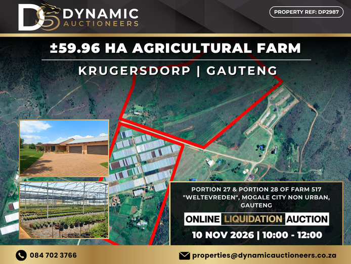 +- 59.96 HA AGRICULTURAL FARM IN KRUGERSDORP