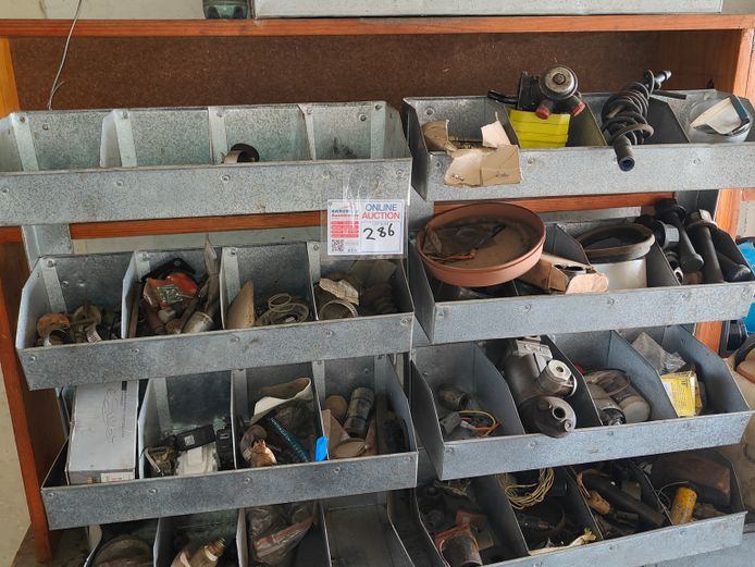 3 X  METAL PARTS BINS WITH VARIOUS PARTS