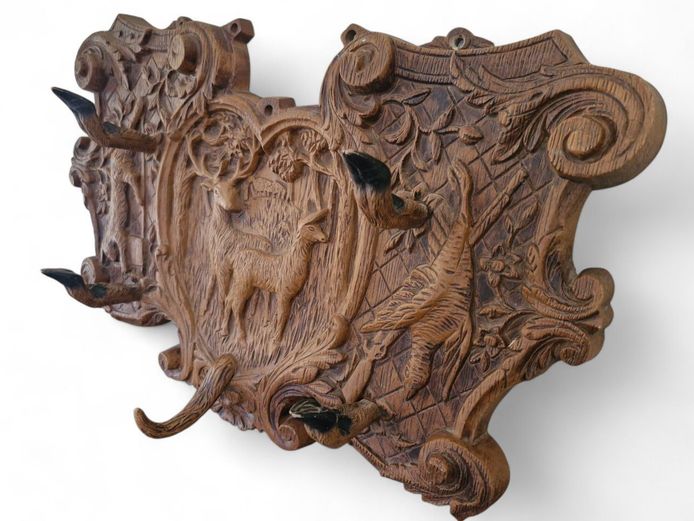 Swiss Black Forest Wall Mount Coat Rail