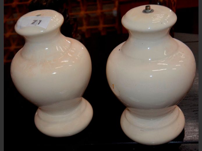 PAIR CERAMIC BEDSIDE LAMP BASES ONLY, 29cm High [No shades]