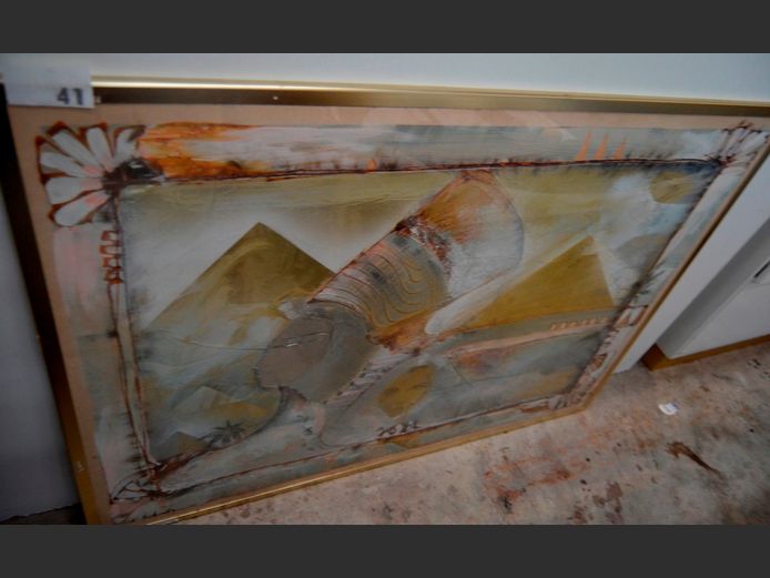FRAMED MIXED MEDIA EGYPTIAN ARTWORK BY JOHAN TALJAARD, 120 x 95cm [Including frame]