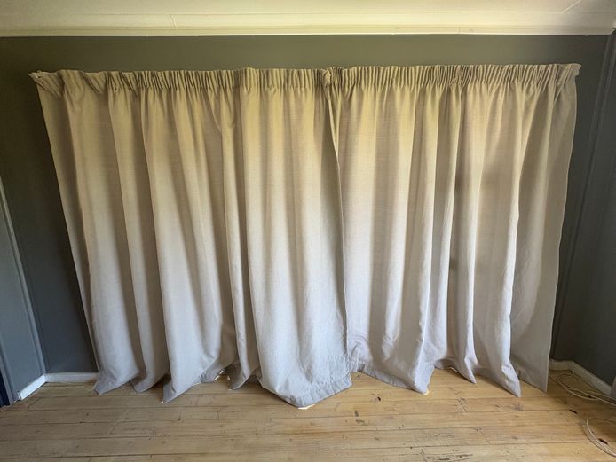 Four drops of neutral colour MrP Home taped curtains (Price per item)