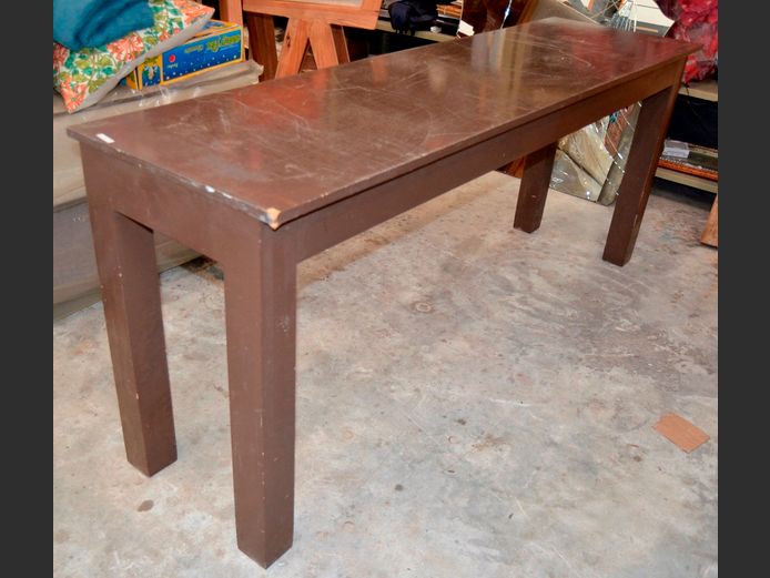 BROWN PAINTED HALL TABLE, 181 x 50 x 75cm [Needs re-painting]