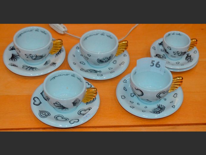 SET OF 4 THUN BOZEN, ITALY CAPPUCCINO CUPS & SAUCERS