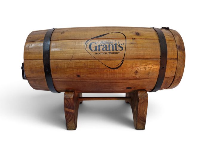 Vintage William Grant's Scotch Whisky Wooden Cask Dispenser with Stand