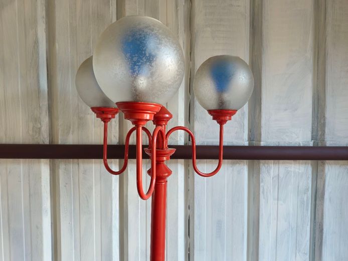 Red Retro Metal Floor Standing Lamp