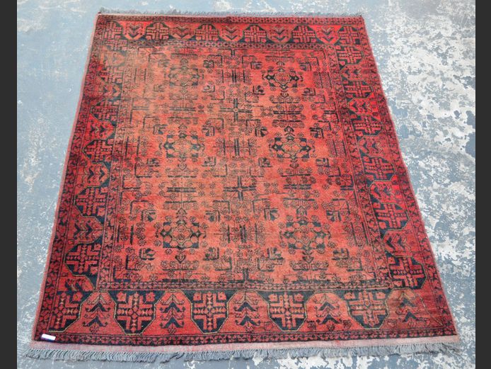 BURGUNDY, BEIGE & BLACK PERSIAN CARPET, 195 x 148cm [I]