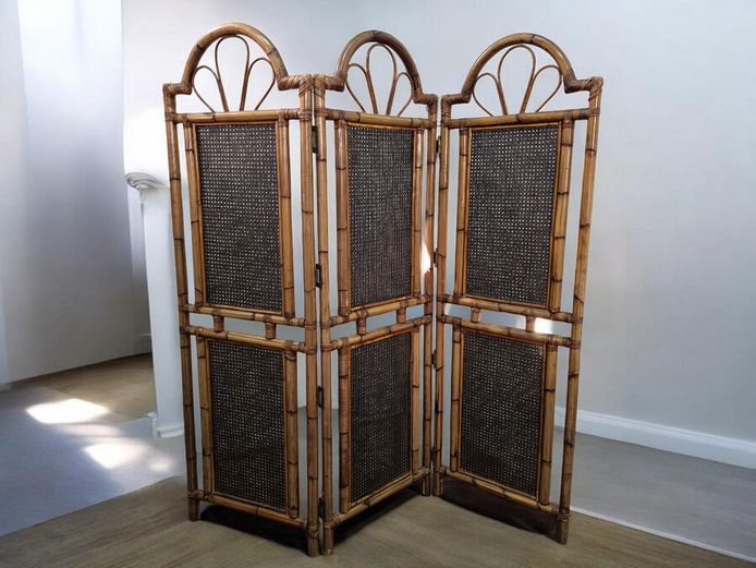 Bamboo & Rattan 3-Panel Folding Room Divider Screen