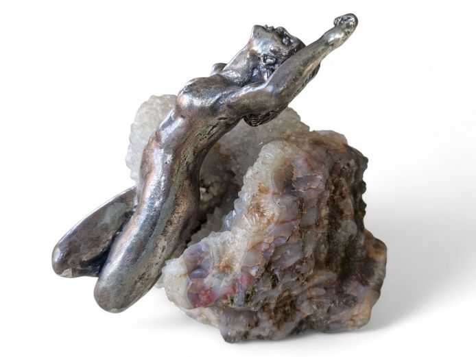 M. Cerreti 800 Silver Sculpture & Precious Stone Mid-20th Century