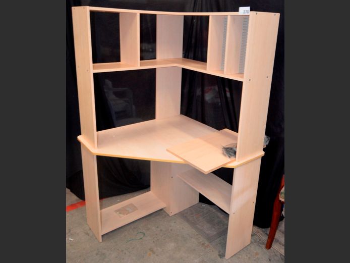 MAPLE FOIL CORNER COMPUTER WORK STATION, 90 x 90 x 157cm [Dismantled]