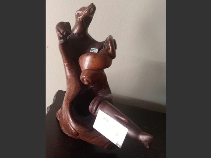 WOODEN CARVED ANIMAL FIGURE, 31cm High