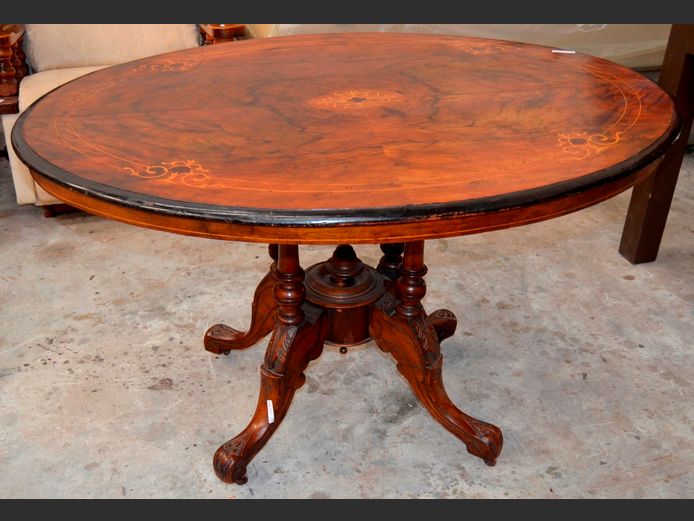 OVAL WALNUT TABLE, 118 x 86 x 73cm [Top loose]