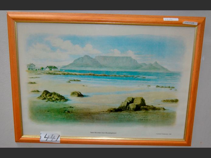 FRAMED PRINT OF TABLE MOUNTAIN, 56 x 38cm
